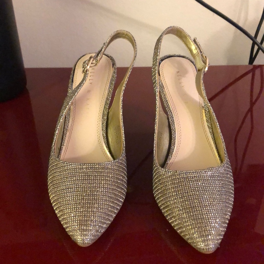 Gold silver heels with strap
